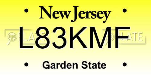 L83KMF New Jersey License Plate