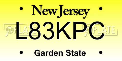 L83KPC New Jersey License Plate