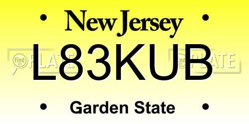 L83KUB New Jersey License Plate