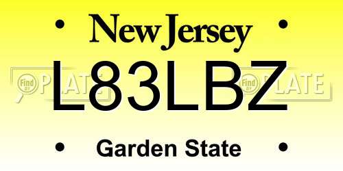 L83LBZ New Jersey License Plate