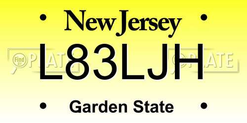 L83LJH New Jersey License Plate