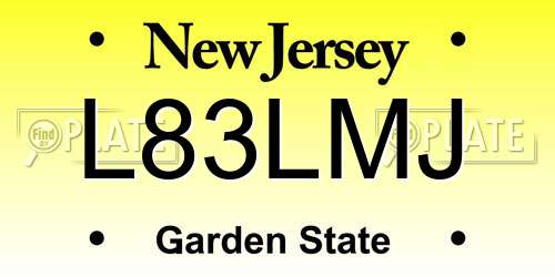 L83LMJ New Jersey License Plate