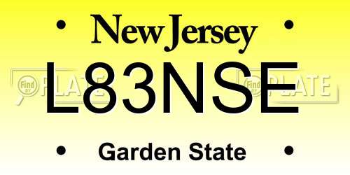 L83NSE New Jersey License Plate