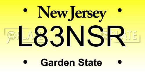 L83NSR New Jersey License Plate