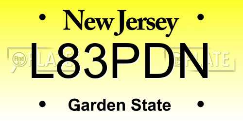 L83PDN New Jersey License Plate