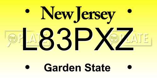 L83PXZ New Jersey License Plate