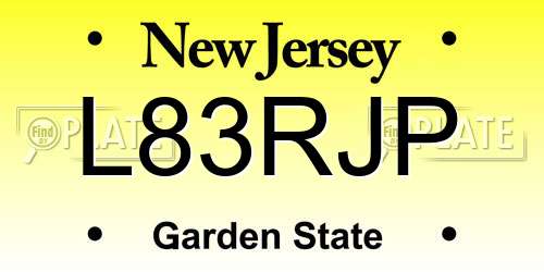L83RJP New Jersey License Plate