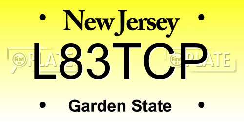 L83TCP New Jersey License Plate