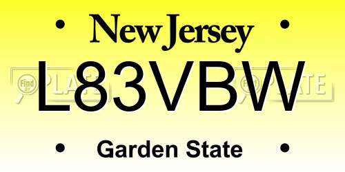 L83VBW New Jersey License Plate