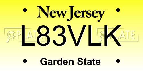L83VLK New Jersey License Plate