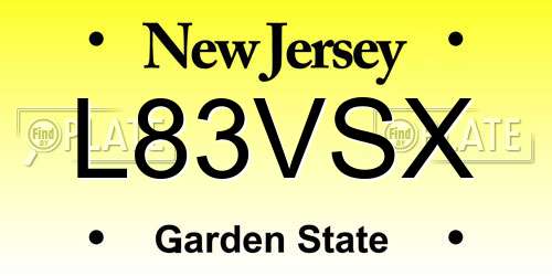 L83VSX New Jersey License Plate