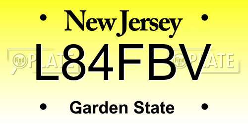 L84FBV New Jersey License Plate