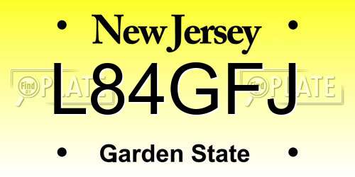 L84GFJ New Jersey License Plate