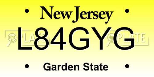 L84GYG New Jersey License Plate