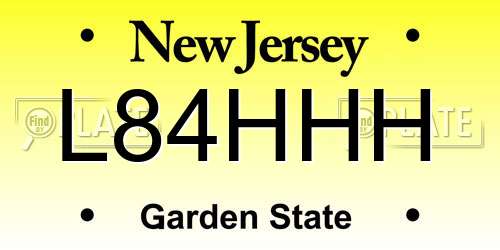 L84HHH New Jersey License Plate