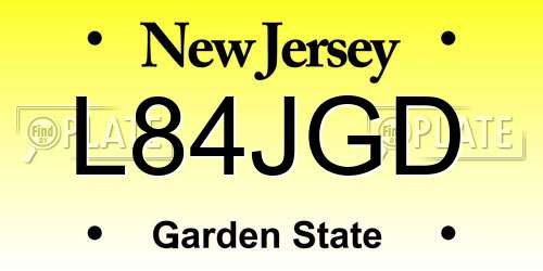 L84JGD New Jersey License Plate