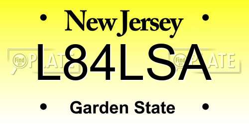 L84LSA New Jersey License Plate
