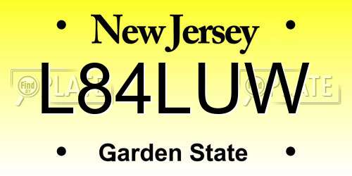 L84LUW New Jersey License Plate