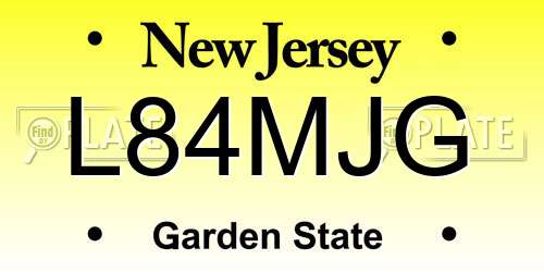 L84MJG New Jersey License Plate