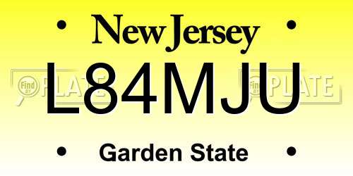 L84MJU New Jersey License Plate