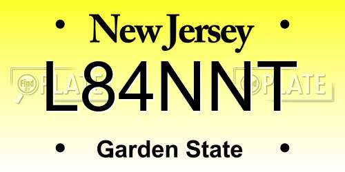 L84NNT New Jersey License Plate
