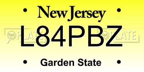 L84PBZ New Jersey License Plate