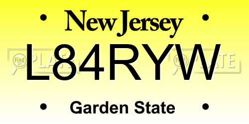 L84RYW New Jersey License Plate