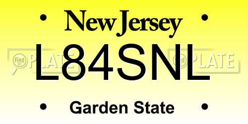 L84SNL New Jersey License Plate
