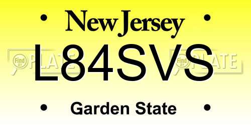 L84SVS New Jersey License Plate