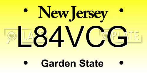 L84VCG New Jersey License Plate