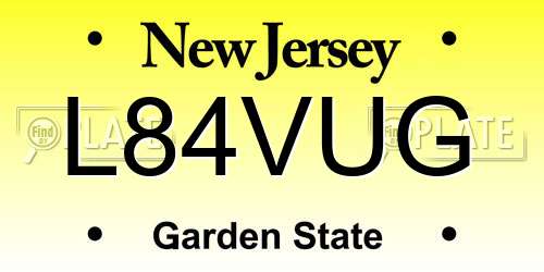 L84VUG New Jersey License Plate