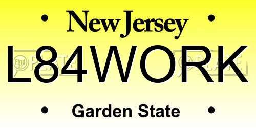 L84WORK New Jersey License Plate