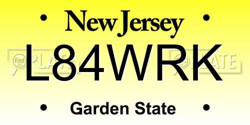 L84WRK New Jersey License Plate