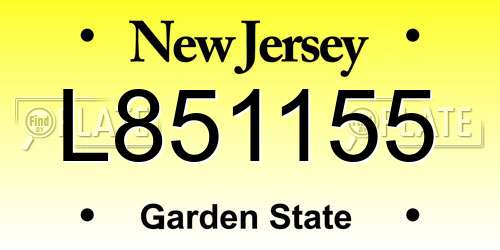 L851155 New Jersey License Plate