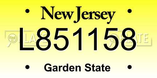 L851158 New Jersey License Plate