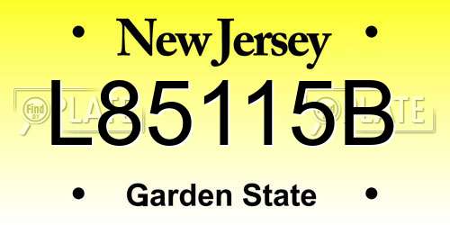 L85115B New Jersey License Plate
