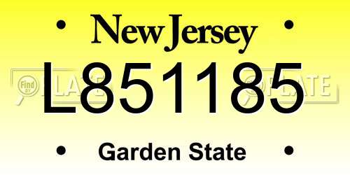 L851185 New Jersey License Plate