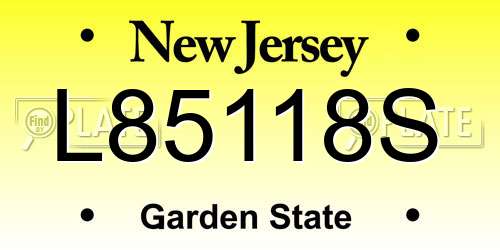 L85118S New Jersey License Plate