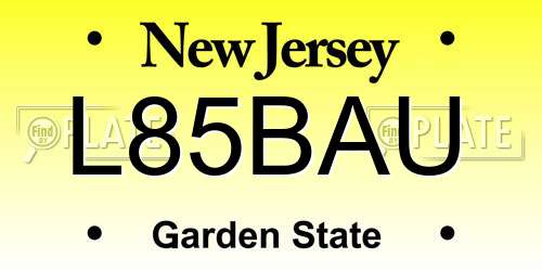 L85BAU New Jersey License Plate
