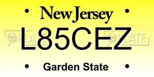 L85CEZ New Jersey License Plate