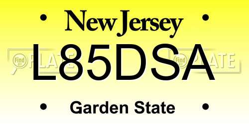 L85DSA New Jersey License Plate