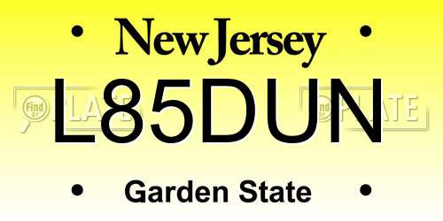L85DUN New Jersey License Plate