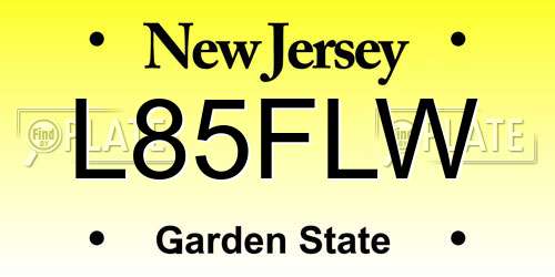 L85FLW New Jersey License Plate