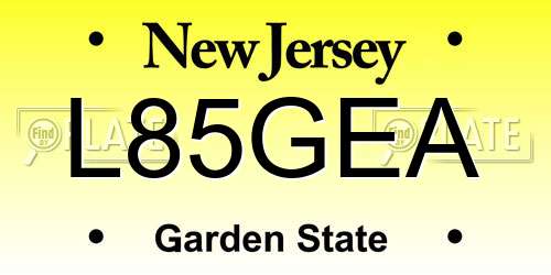 L85GEA New Jersey License Plate