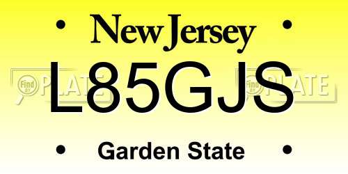 L85GJS New Jersey License Plate