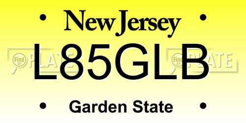 L85GLB New Jersey License Plate