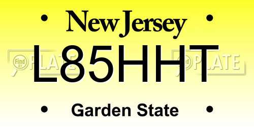 L85HHT New Jersey License Plate