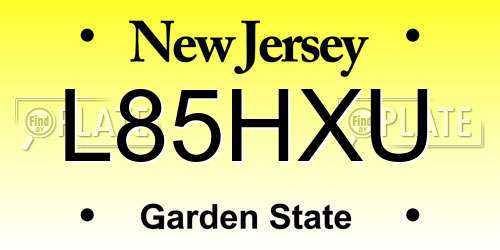 L85HXU New Jersey License Plate