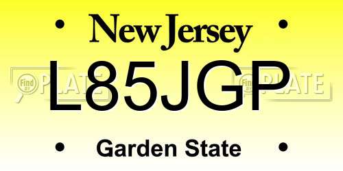 L85JGP New Jersey License Plate