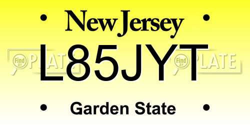 L85JYT New Jersey License Plate
